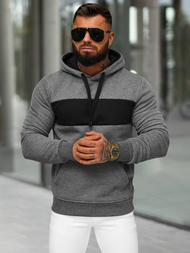 Grafitinis vyriškas džemperis su gobtuvu OZONEE JS/8B1315/5