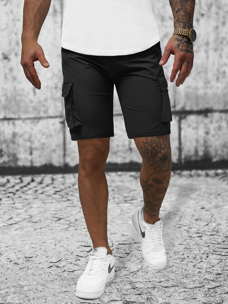 Juodi vyriški chino šortai OZONEE T/DC469Z