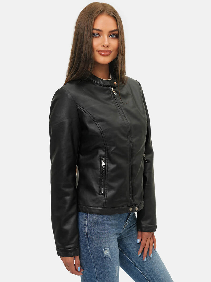 Juoda Moteriška Odinė Striukė OZONEE JS/11Z8008