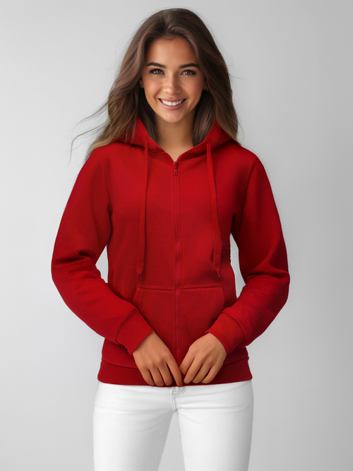 Tamsiai-Raudonas moteriškas džemperis su užtrauktuku OZONEE JS/W03Z