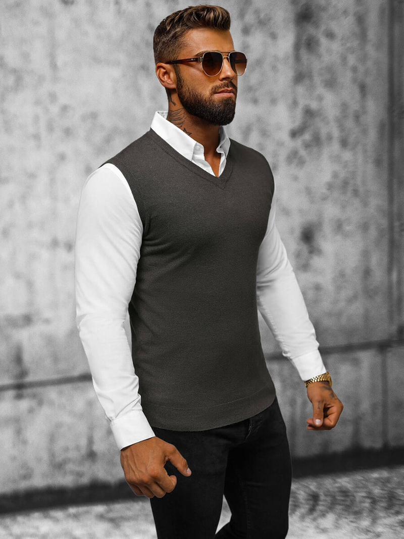 Grafitinis vyriškas megztinis OZONEE NB/MM6005/3Z