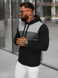 Juoda vyriškas džemperis su gobtuvu OZONEE JS/8B1312/3