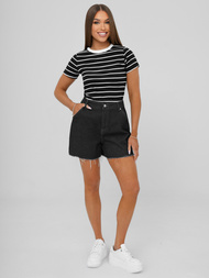 Juodi moteriški marškinėliai OZONEE JS/96T659/3