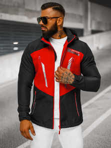 Juodai-Raudona vyriška softshelte striukė OZONEE JS/HH022/1C