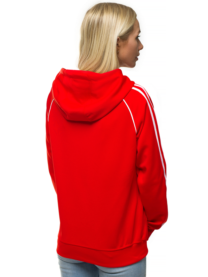 Raudona moteriškas džemperis su gobtuvu OZONEE JS/JK88117/18