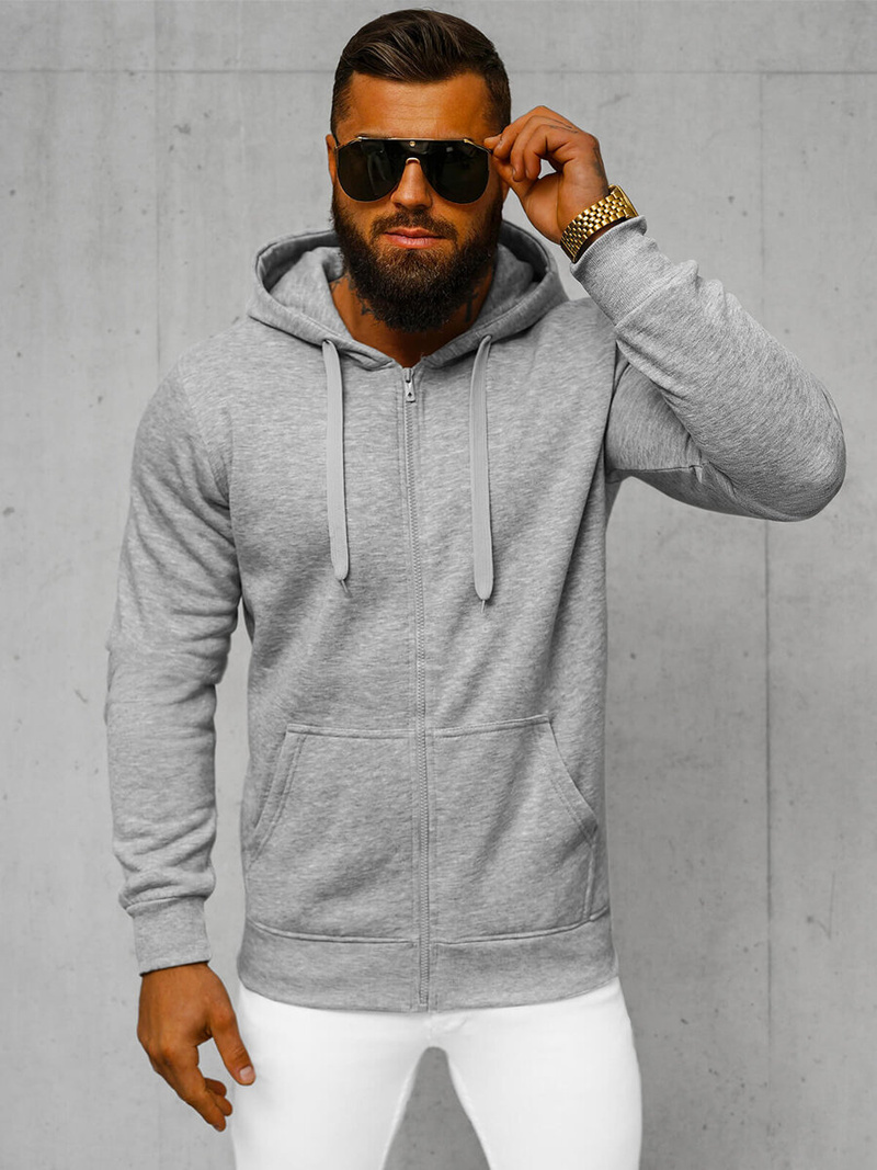 Pilkas vyriškas džemperis su gobtuvu OZONEE JS/2008Z