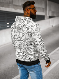 Baltas vyriškas džemperis su gobtuvu OZONEE JS/8B1182/1