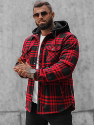 Juodai-raudona vyriški marškiniai OZONEE O/3A91/4