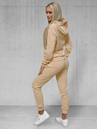Šviesiai-smėlinė moteriškas veliūrinis sportinis kostiumas OZONEE JS/8C1176/159