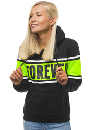 Juodas moteriškas džemperis su gobtuvu OZONEE JS/KSW2004