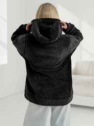 Juodas moteriškas džemperis su gobtuvu OZONEE JS/HH192/3