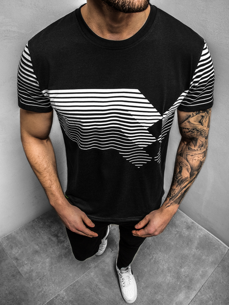 Juodi vyriški marškinėliai OZONEE JS/KS2058Z