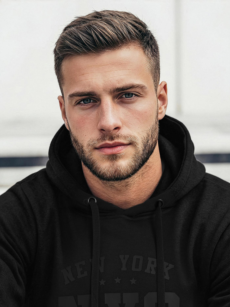 Juoda vyriškas džemperis su gobtuvu OZONEE JS/8B1971/3