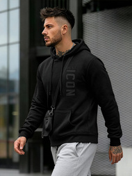 Juoda vyriškas džemperis su gobtuvu OZONEE JS/8B1973/3