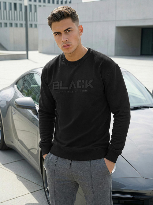 Juodas vyriškas džemperis OZONEE JS/8B1992/3