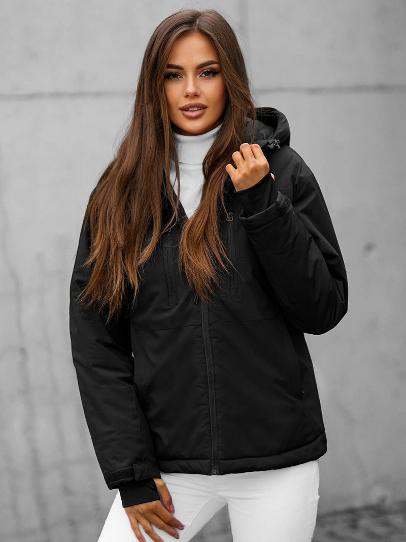 Juoda moteriška žieminė striukė OZONEE JS/HH012/1 Z