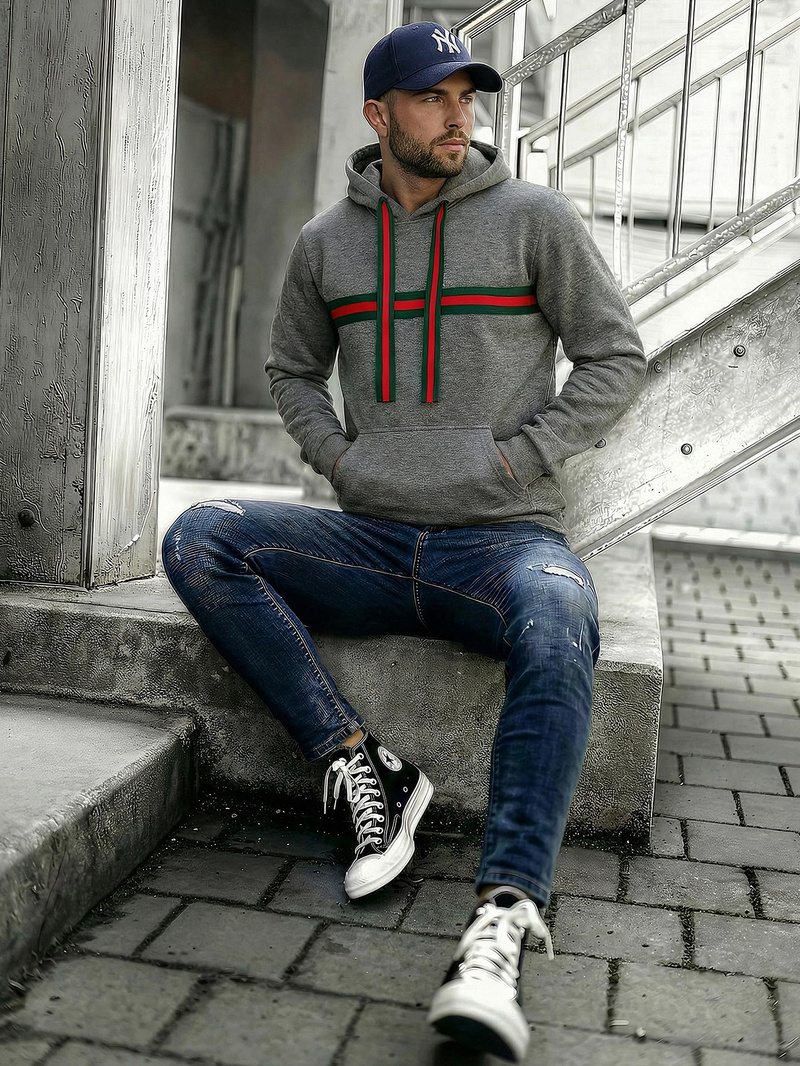 Grafitinis vyriškas džemperis su gobtuvu JS/8B1735/5Z