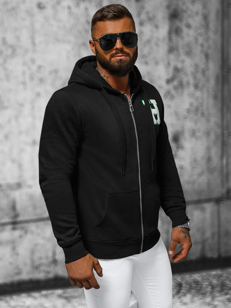 Juodas vyriškas džemperis su gobtuvu OZONEE NB/MF2006