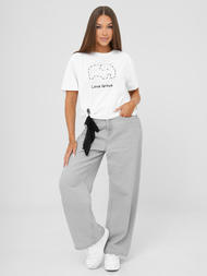 Baltai-juodas moteriški marškinėliai OZONEE JS/RJ77247