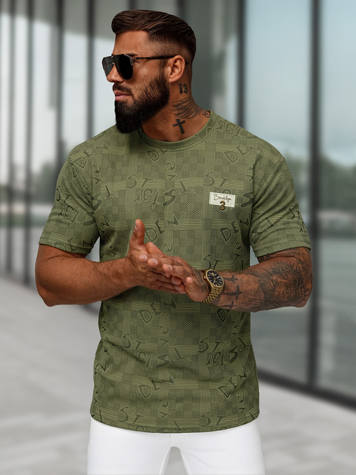 Rusvai žalsva vyriški marškinėliai OZONEE O/QQ1568