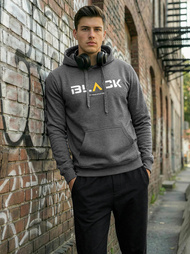 Grafitinis vyriškas džemperis su gobtuvu OZONEE JS/8B1756/5Z