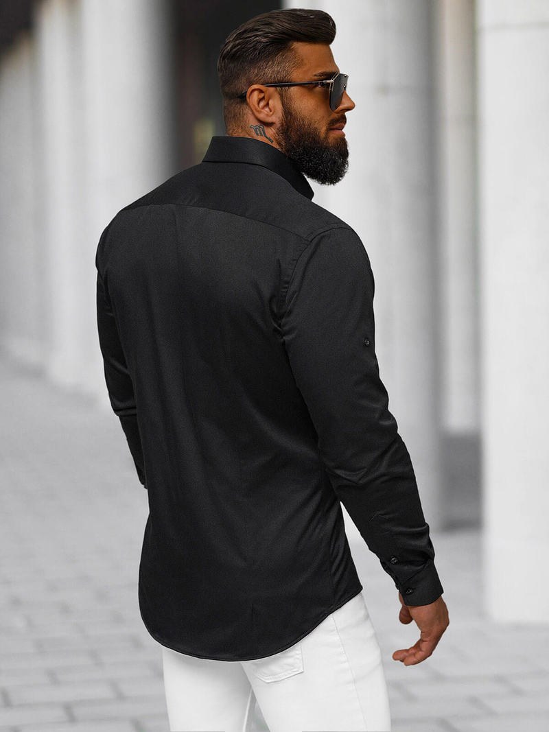 Juodi vyriški marškiniai OZONEE O/V125