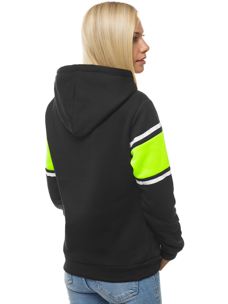 Juodas moteriškas džemperis su gobtuvu OZONEE JS/KSW2004