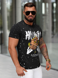 Juodi vyriški marškinėliai OZONEE JS/8B1389/3