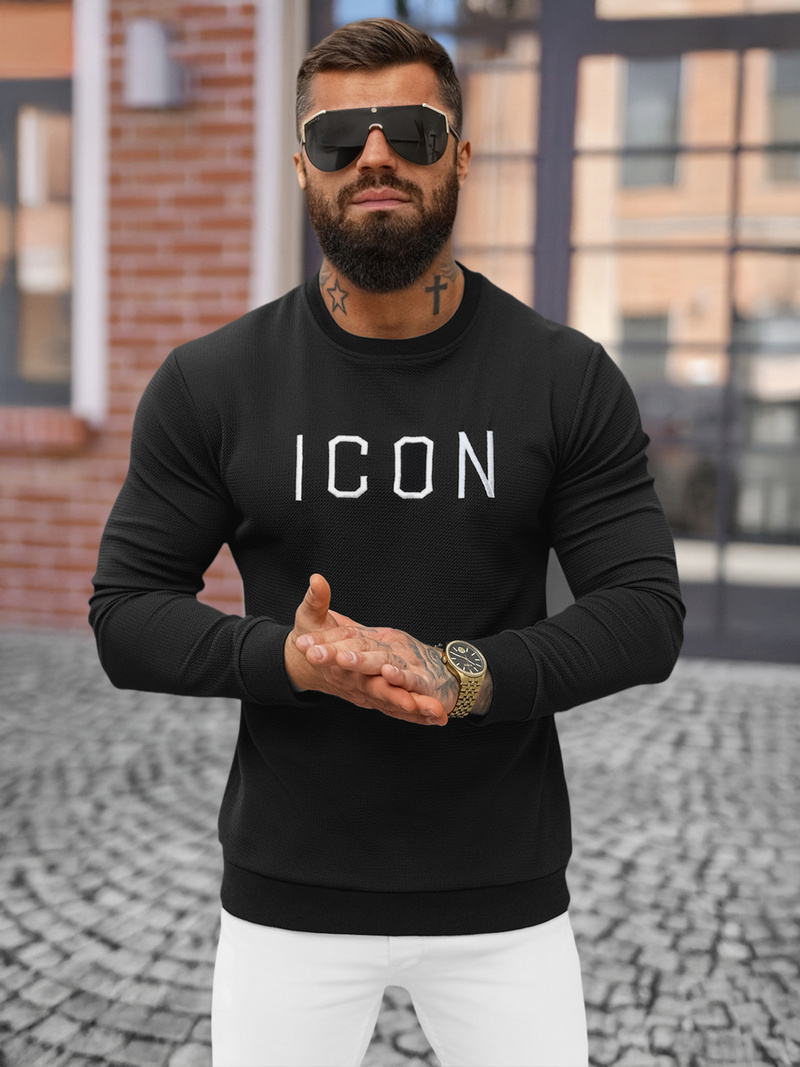 Juodas vyriškas džemperis OZONEE O/D7394Z