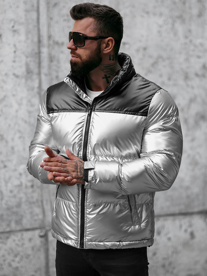 Žieminė sidabrinė vyriška striukė OZONEE JB/JP1188/2Z