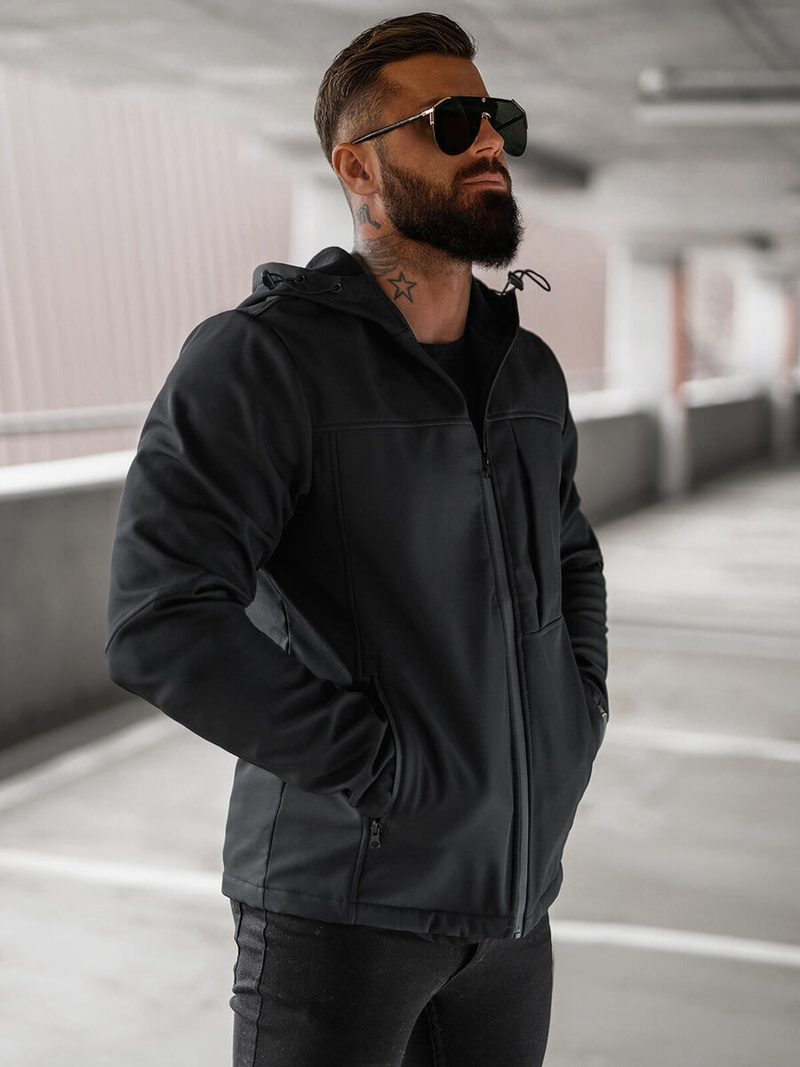 Juodi vyriška softshelte striukė OZONEE JS/27B6523/3Z