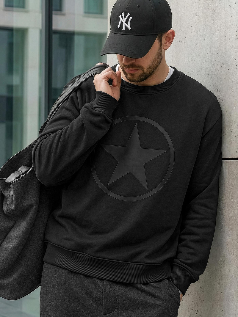 Juodas vyriškas džemperis OZONEE JS/8B1991/3