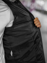 Juoda vyriška odinė striukė OZONEE O/11Z8088