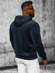 Granatinė vyriškas veliūrinis džemperis su gobtuvu OZONEE JS/8B1168/25