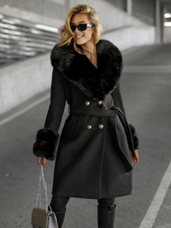 Juodi moteriškas paltas OZONEE JS/61M8509/392