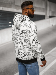 Baltas vyriškas džemperis su gobtuvu OZONEE JS/8B1175/1