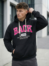 Juodas vyriškas džemperis su gobtuvu OZONEE O/TT30513Z