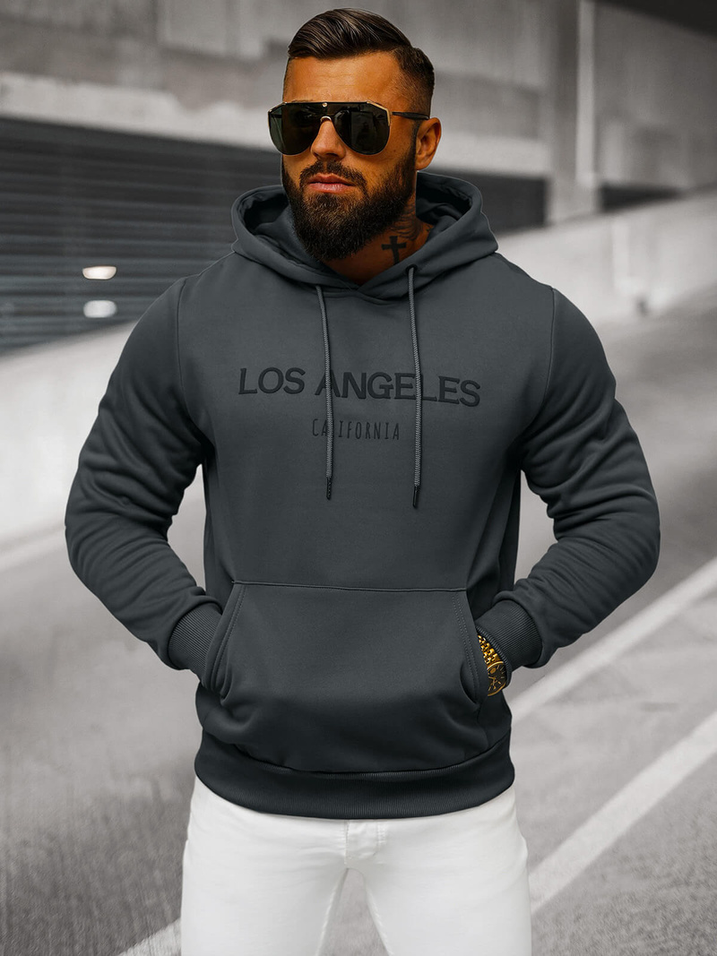 Grafitinis vyriškas džemperis su gobtuvu OZONEE JS/27B6507/5