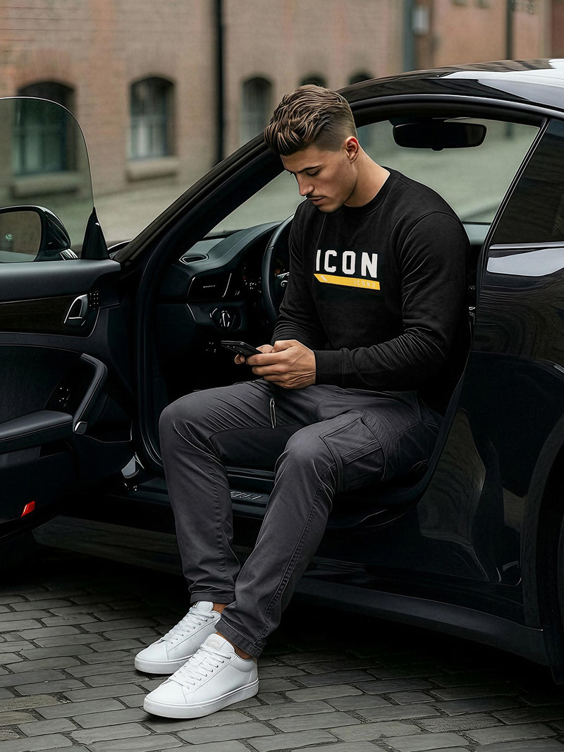 Juodas vyriškas džemperis OZONEE JS/8B1753/3