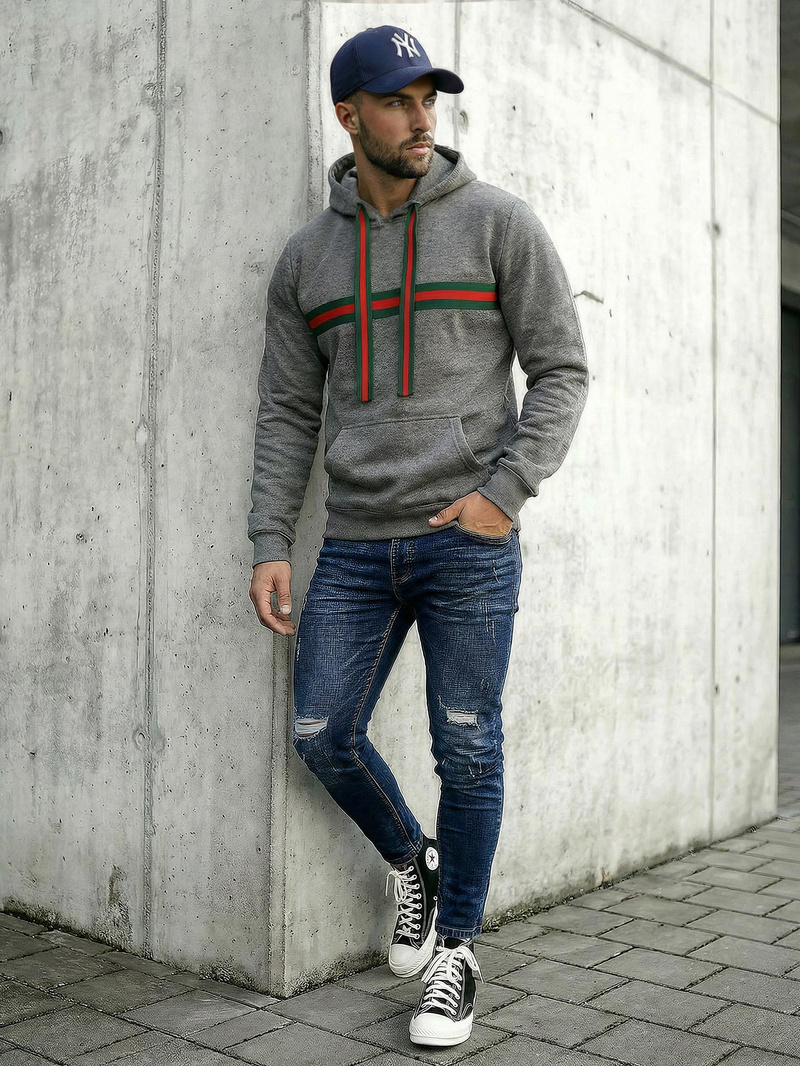 Grafitinis vyriškas džemperis su gobtuvu JS/8B1735/5Z