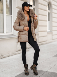 Smėlinis moteriška striukė OZONEE JS/16M9206/62