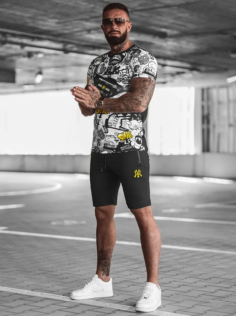 Juodai-geltona vyriškas sportinis kostiumas OZONEE O/HM789