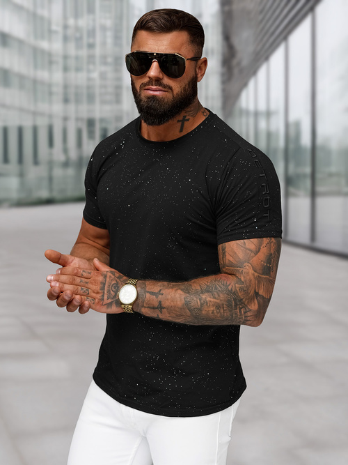 Juodi vyriški marškinėliai OZONEE O/QQ1388