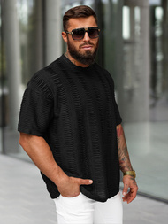 Juodi vyriški marškinėliai OZONEE O/B1149