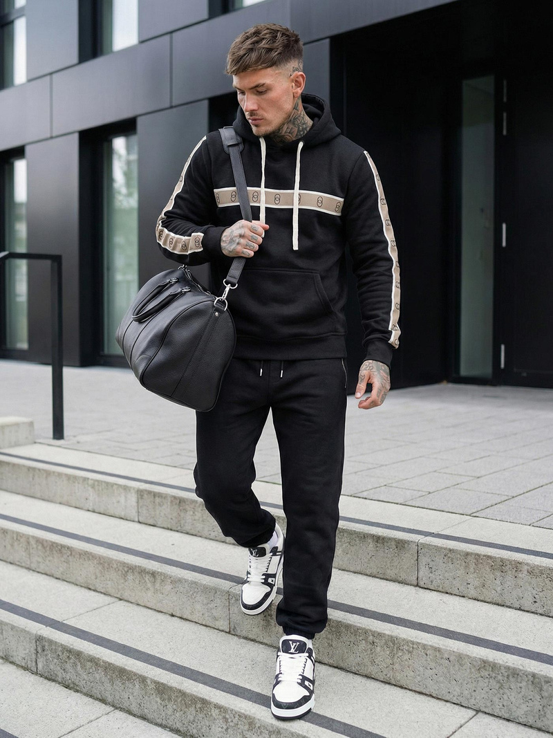 Juoda vyriškas džemperis su gobtuvu OZONEE JS/8B1729/3