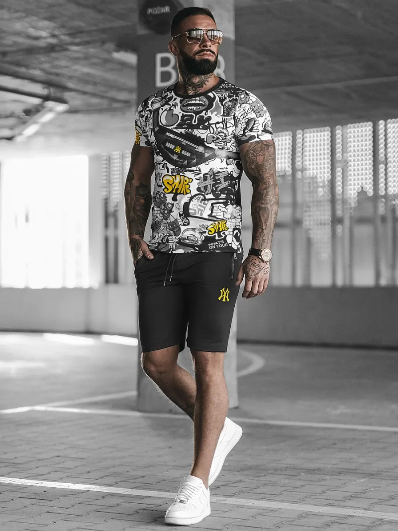 Juodai-geltona vyriškas sportinis kostiumas OZONEE O/HM789