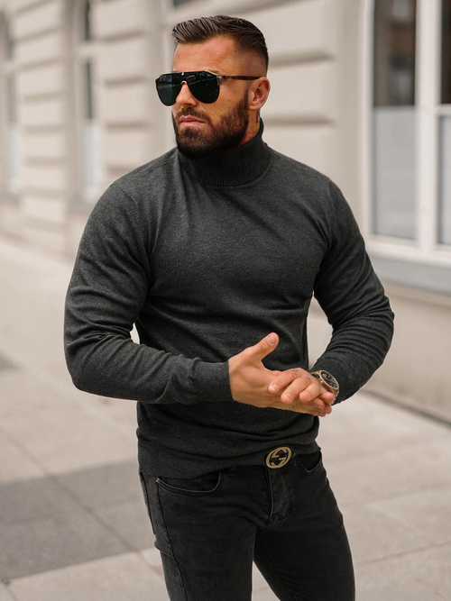 Grafitinis vyriškas megztinis OZONEE O/GM303