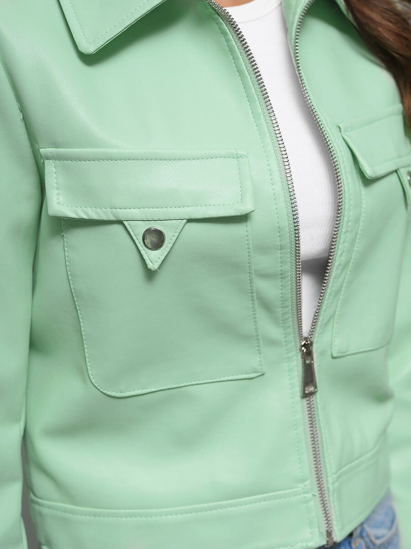 Mėtinė Moteriška Odinė Striukė OZONEE O/G117