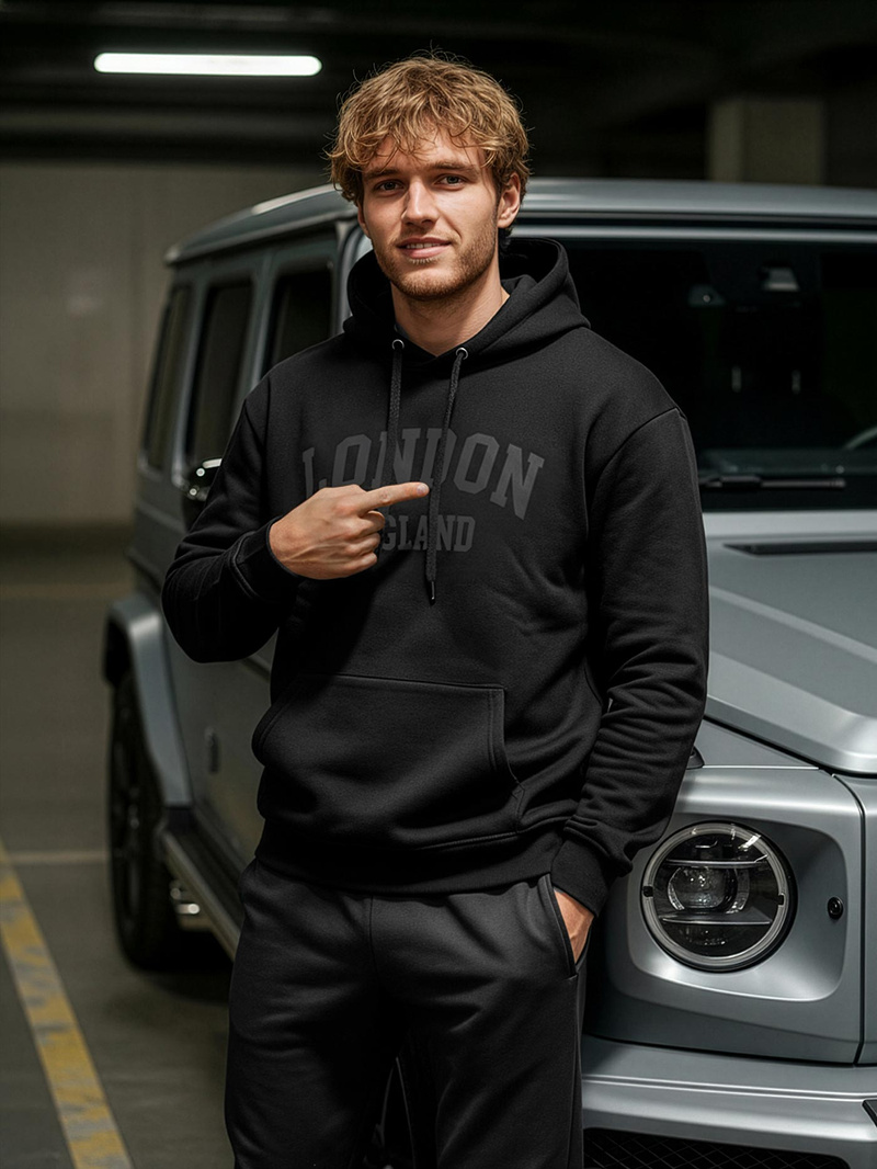 Juoda vyriškas džemperis su gobtuvu OZONEE JS/8B1986/3