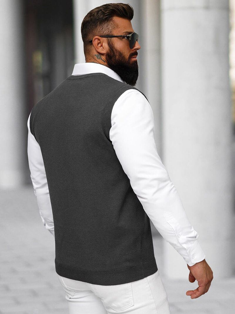 Grafitinis vyriškas megztinis OZONEE NB/MM6005/3Z